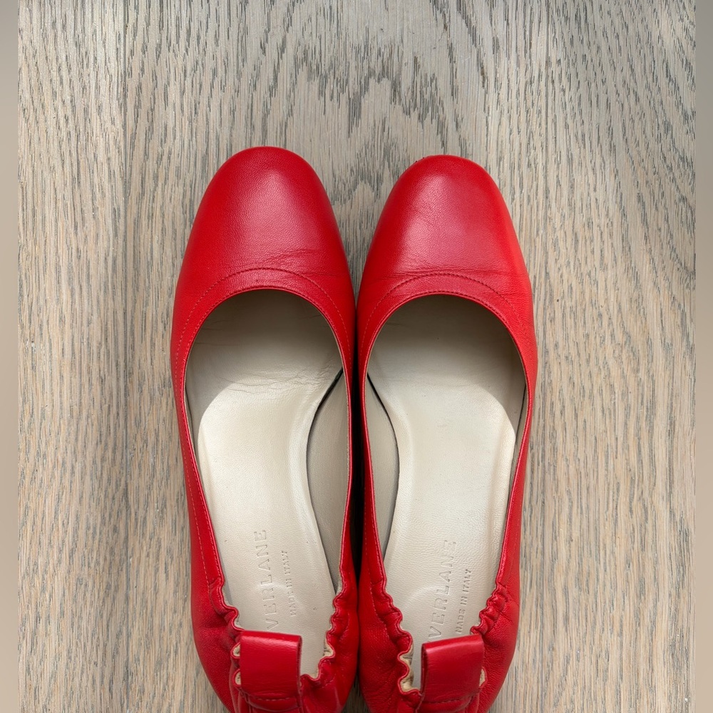 Everlane The Day Heel Red Leather Size 6.5 Made in Italy - Picture 4 of 5